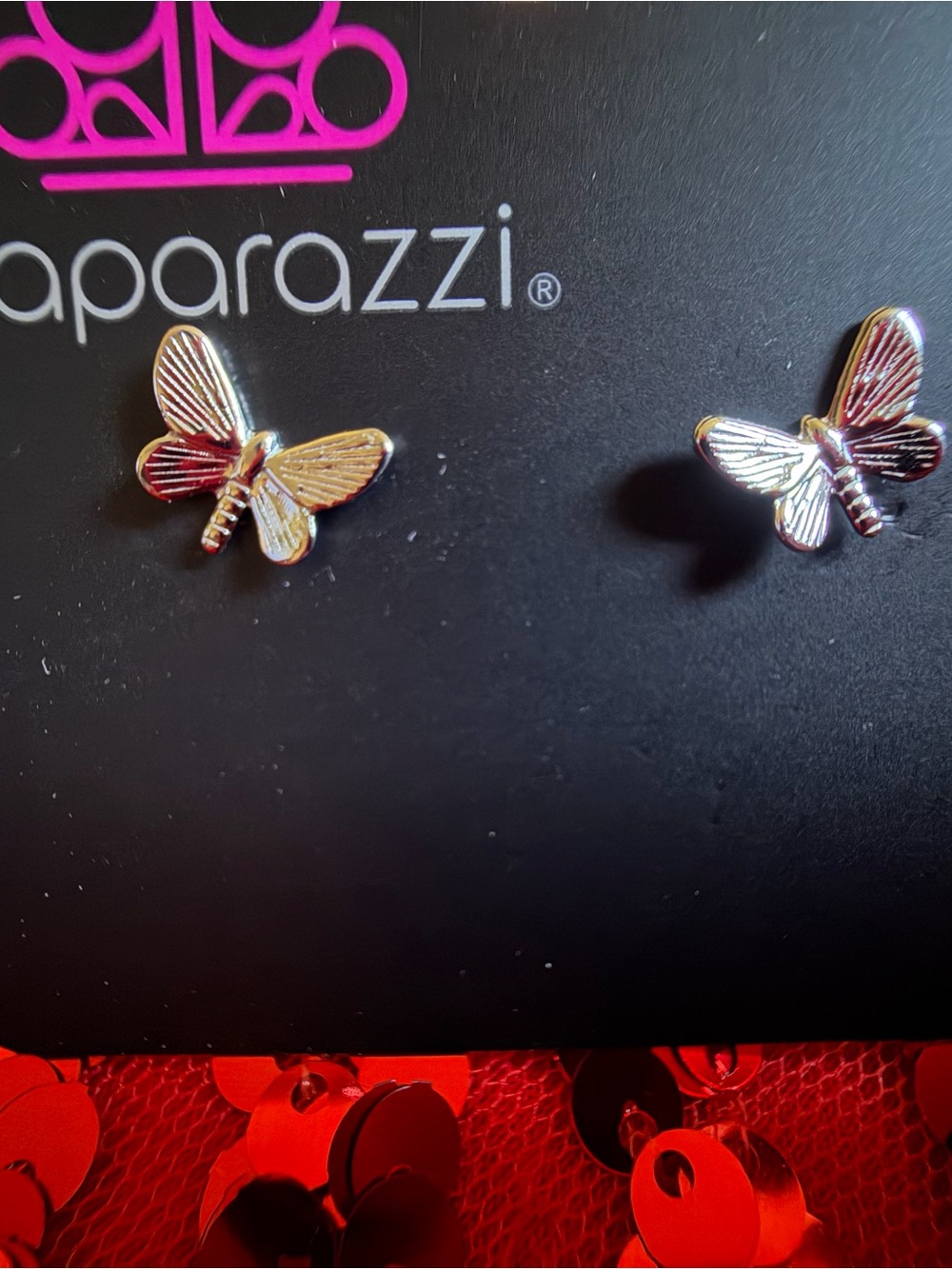 Paparazzi silver butterfly studs